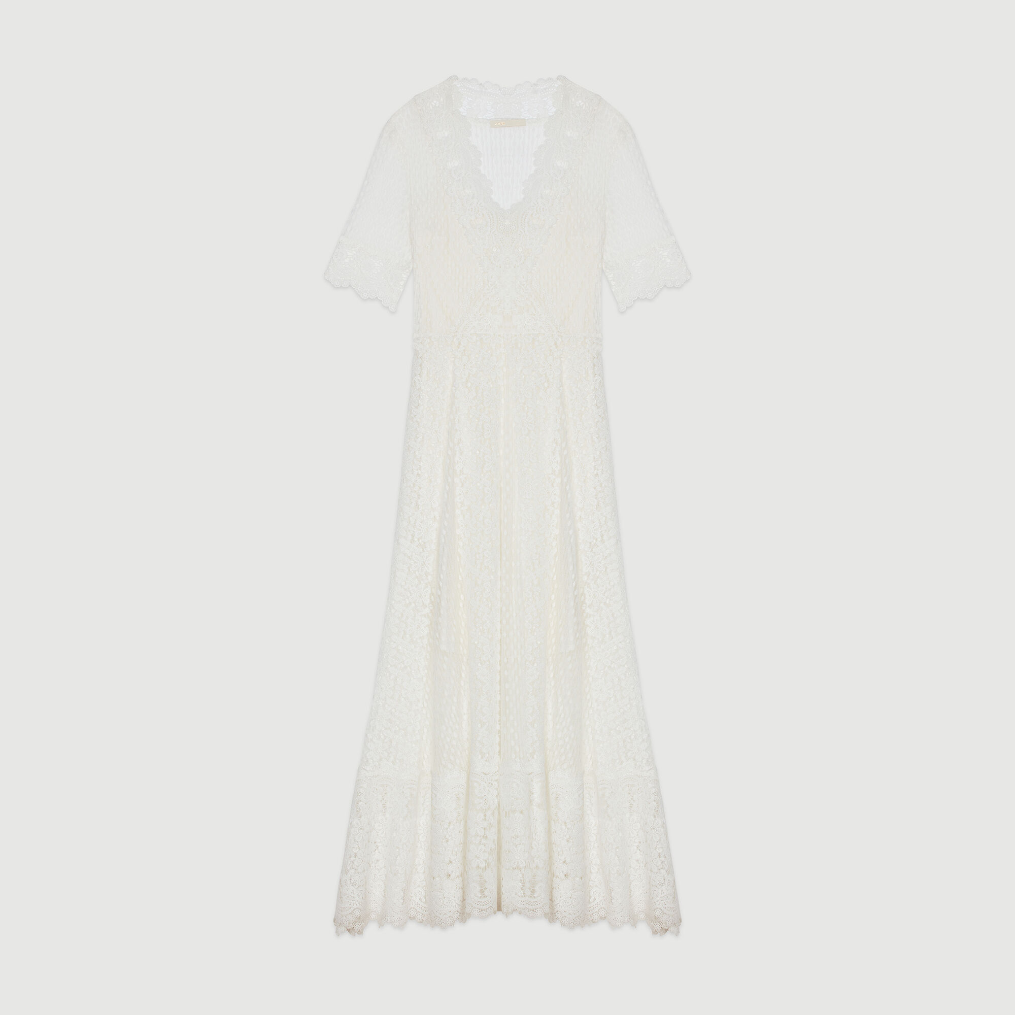 REVANTI Vestido largo en plumetis y encaje null Maje