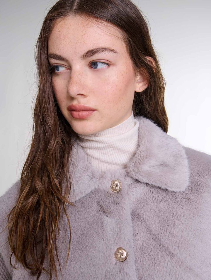 Chaqueta pelo sintético bimaterial