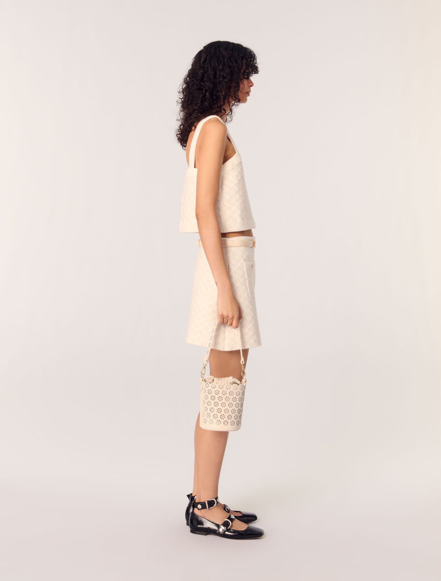 Falda de punto efecto tweed
