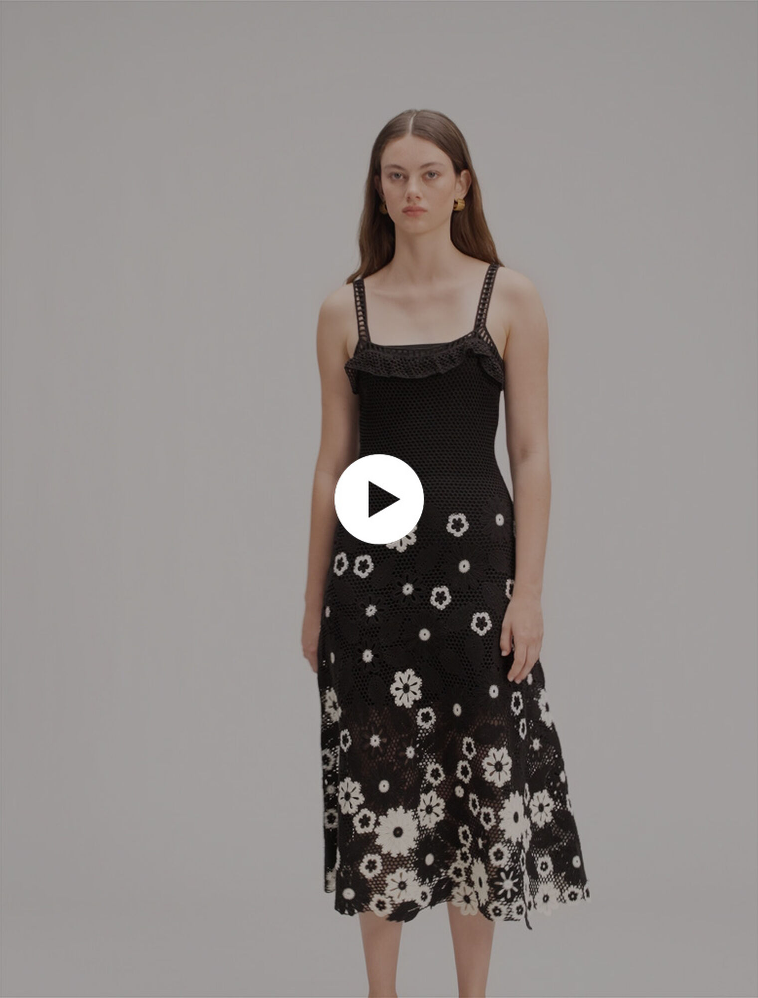 Vestido largo de ganchillo floral