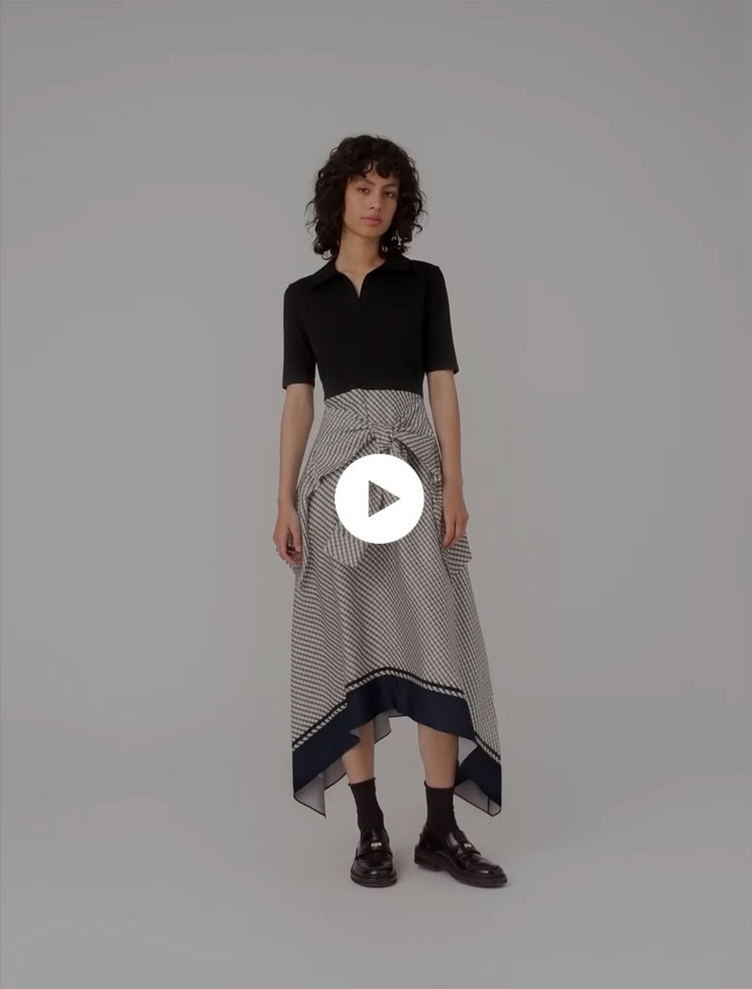 Vestido bimaterial estampado