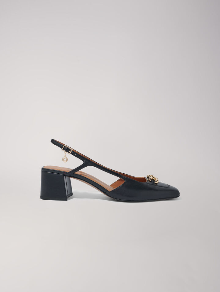 Zapatos de tacón cuadrados de piel