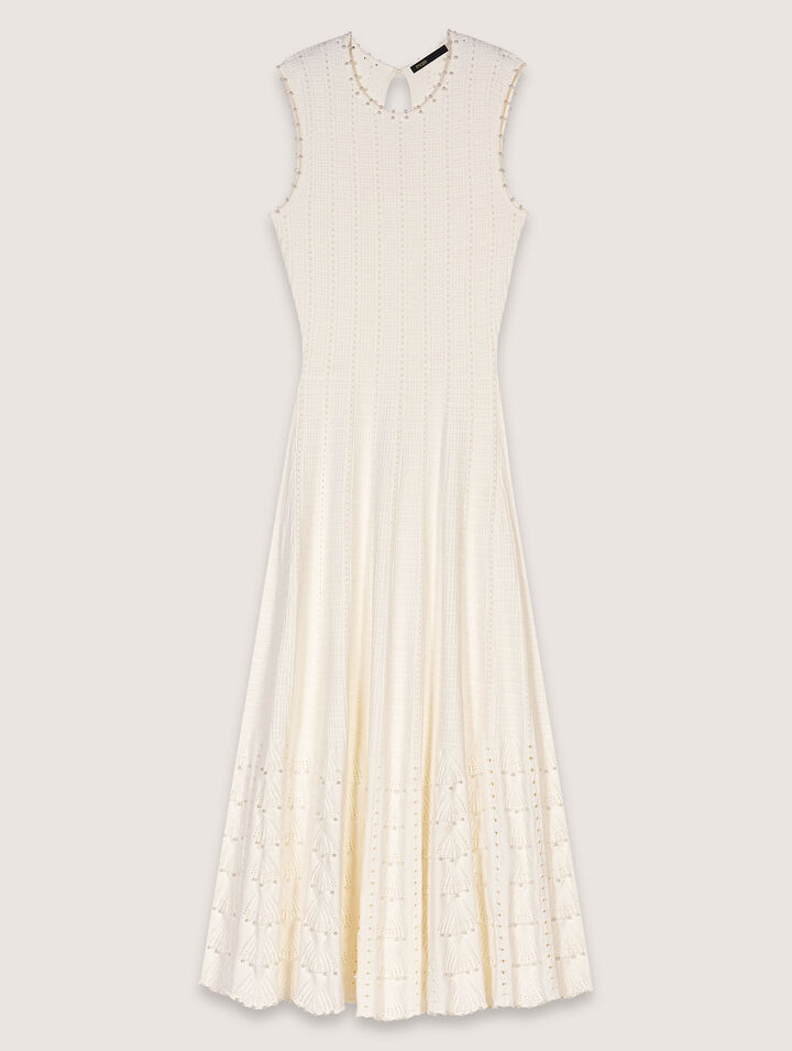 Vestido de punto calado con cuentas