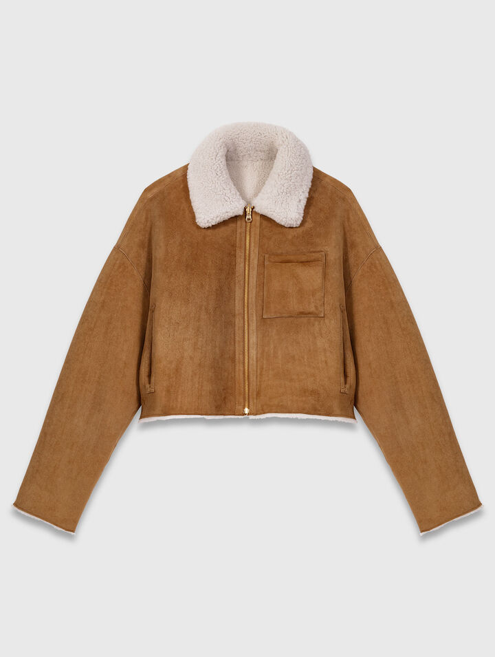Abrigo de piel cordero reversible