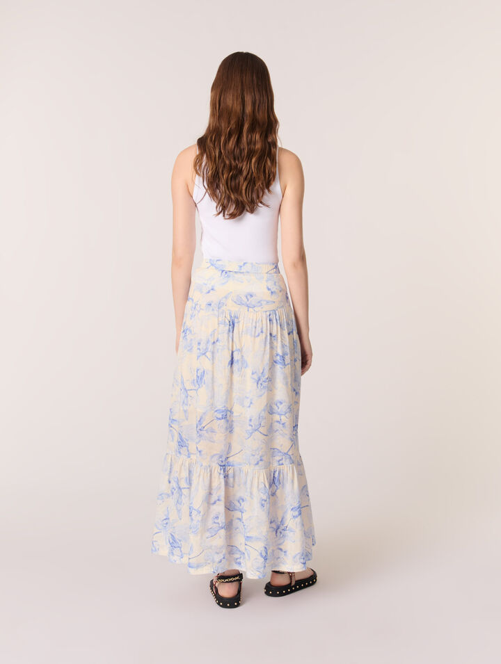 Falda larga con estampado floral