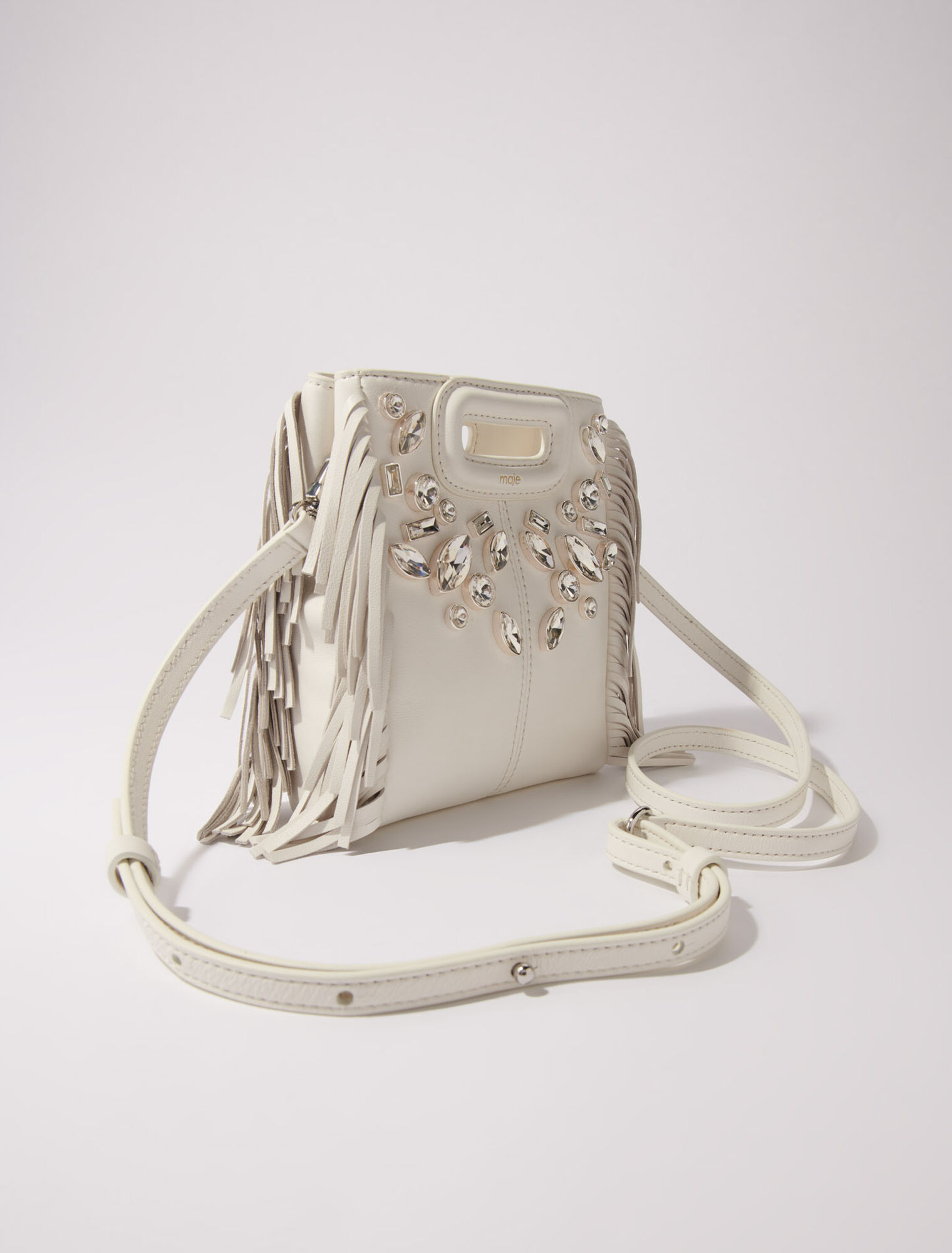Bolso M mini de cuero con strass