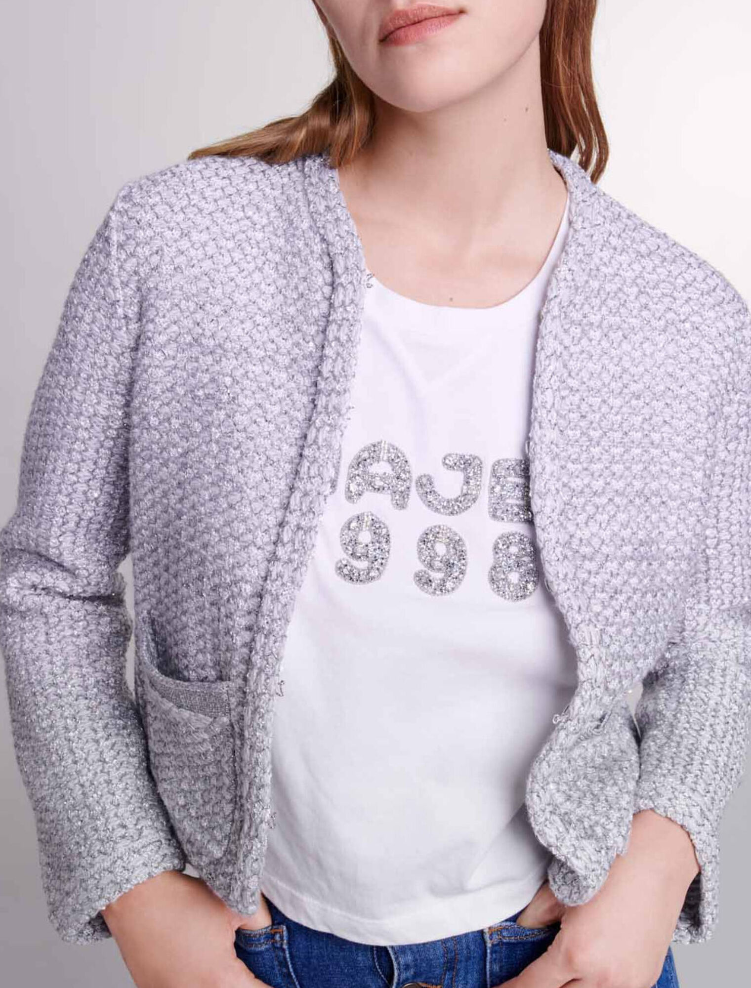 Cárdigan de punto efecto tweed
