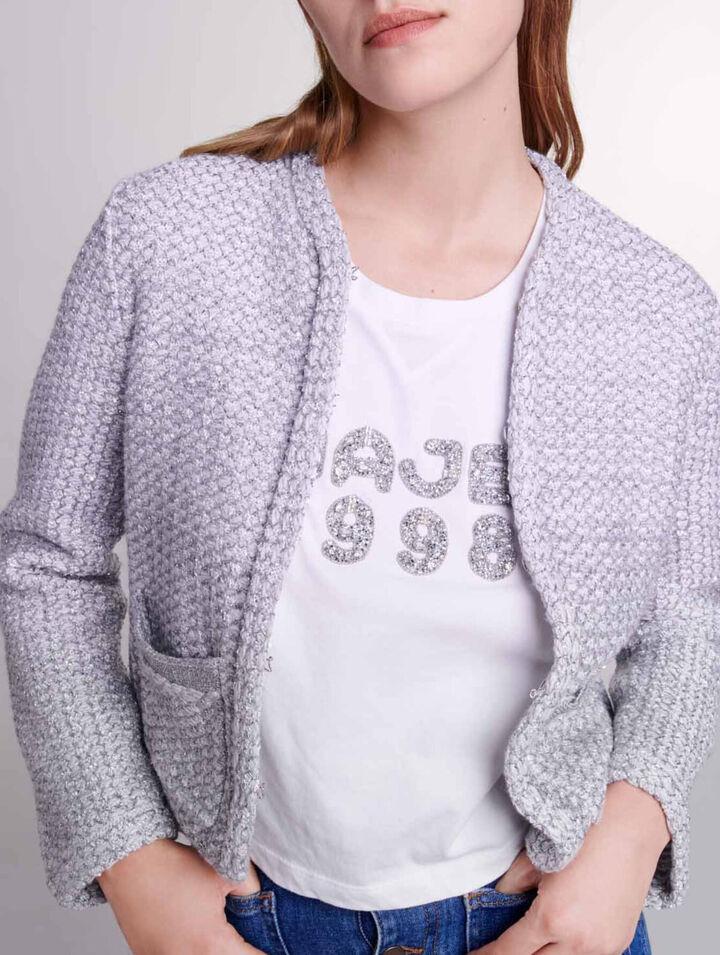 Cárdigan de punto efecto tweed