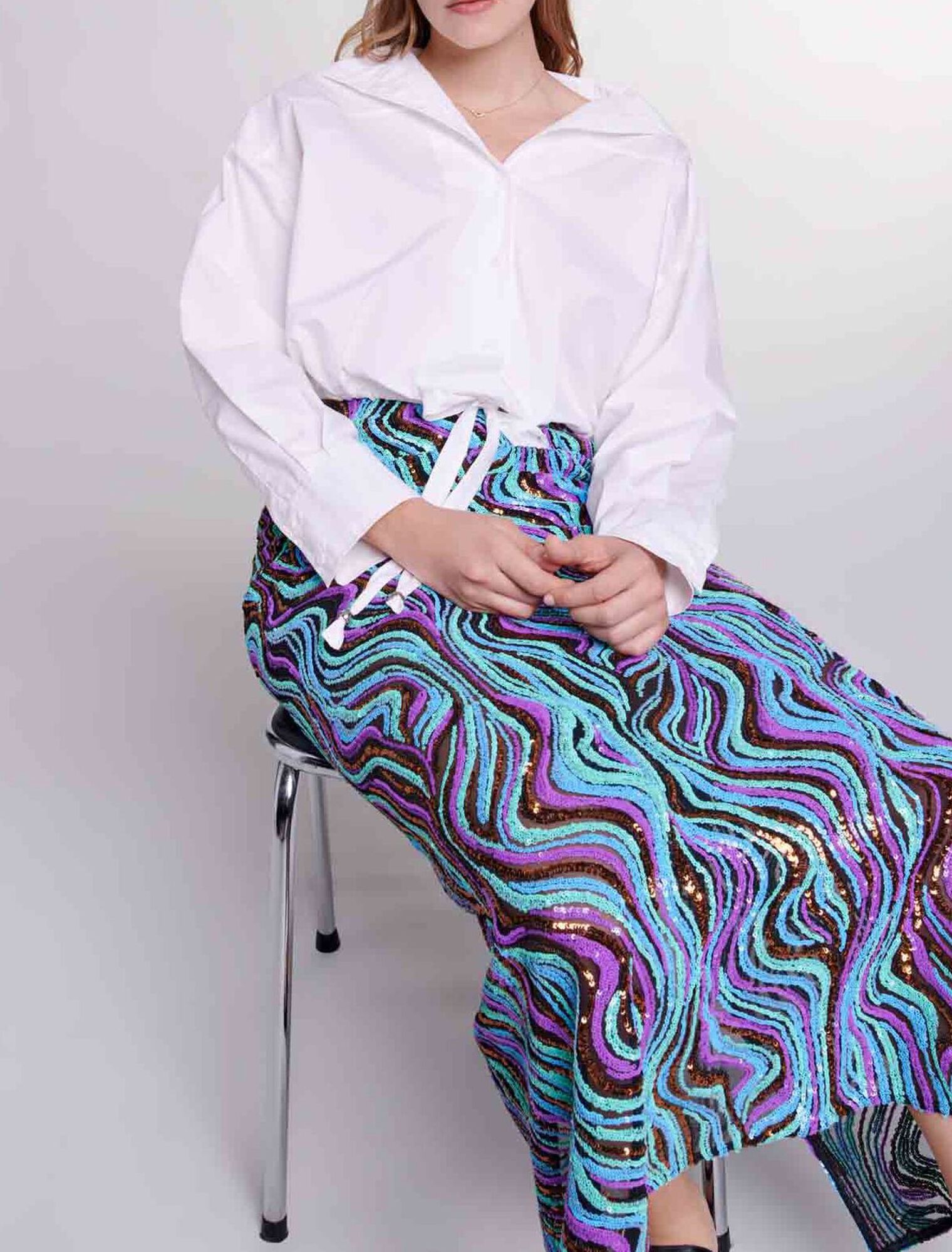 Falda larga de lentejuelas