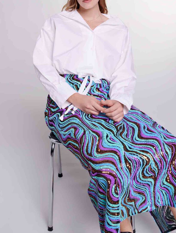 Falda larga de lentejuelas