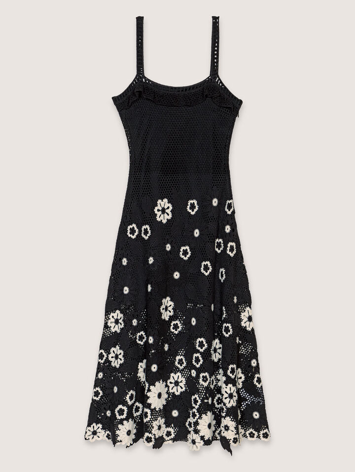 Vestido largo de ganchillo floral