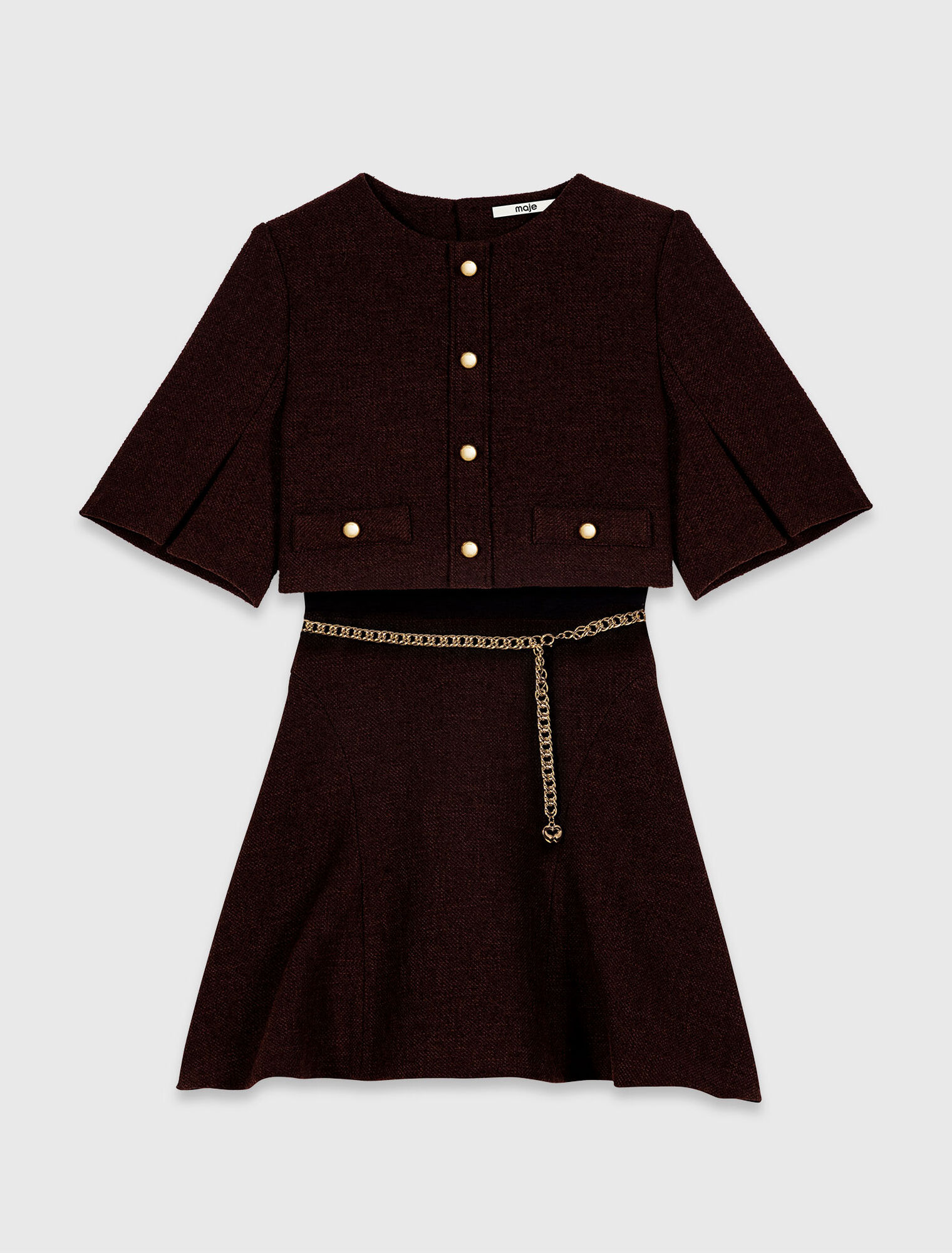 Vestido capa 2 en 1 de tweed