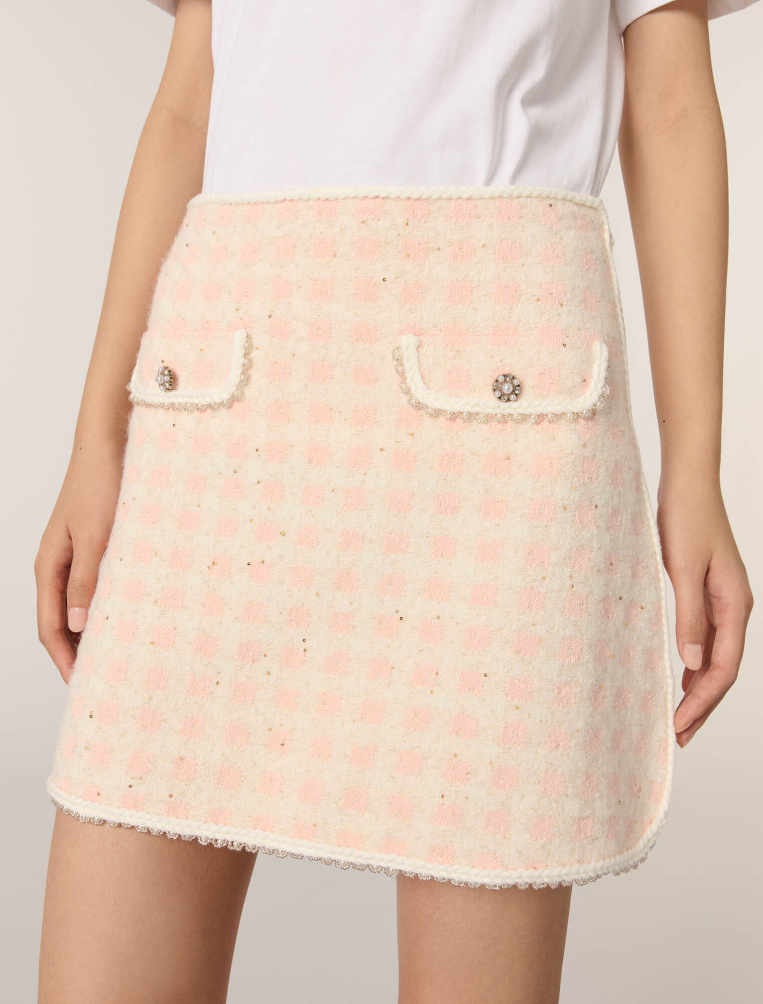 Falda corta de punto efecto tweed