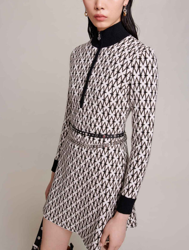 Vestido corto jacquard monograma