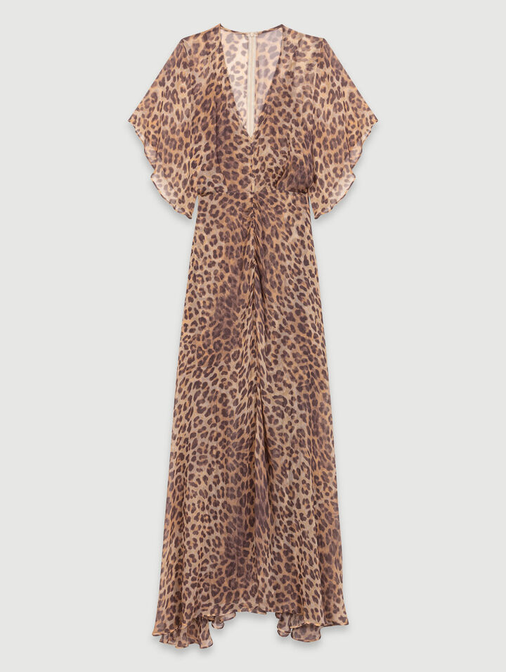 Vestido largo estampado de leopardo
