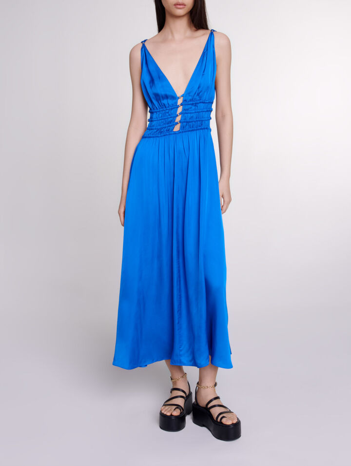 Vestido satinado calado