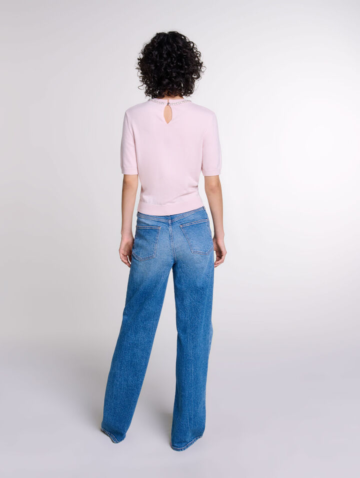 Jersey corto de punto con strass