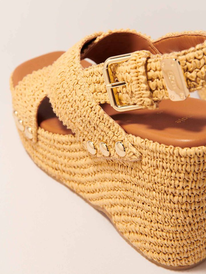 Sandalias de cuña efecto rafia