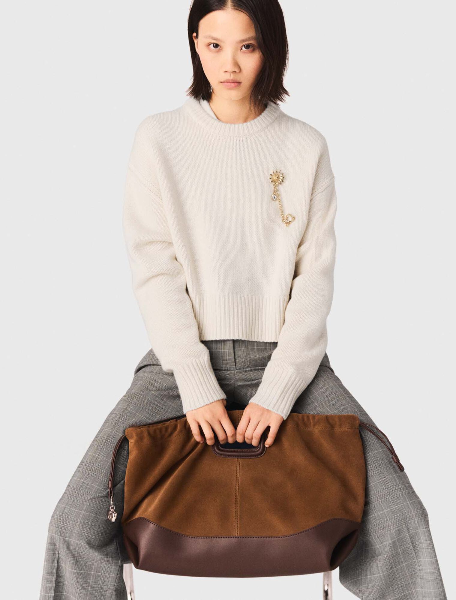 Bolso M Tote de piel y ante