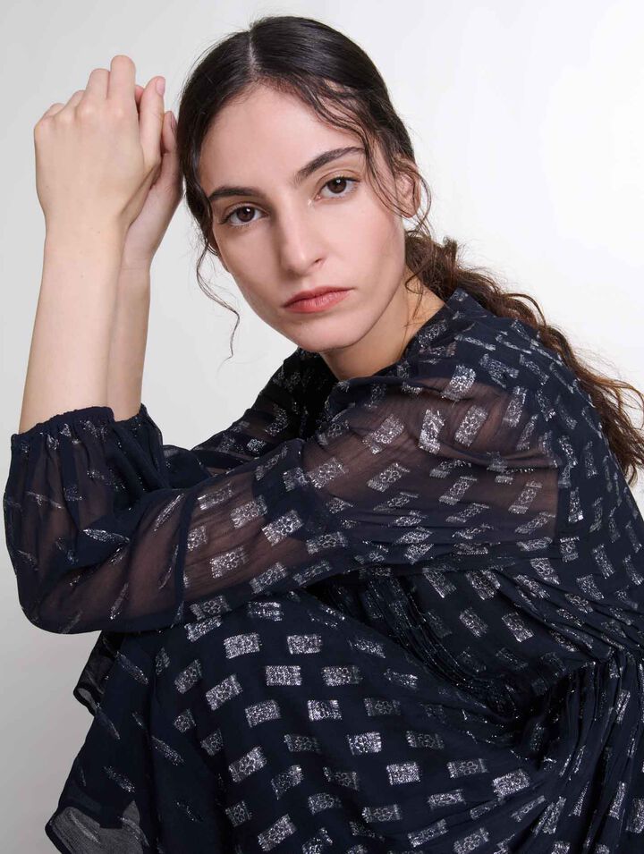 Vestido corto plisado motivo floral