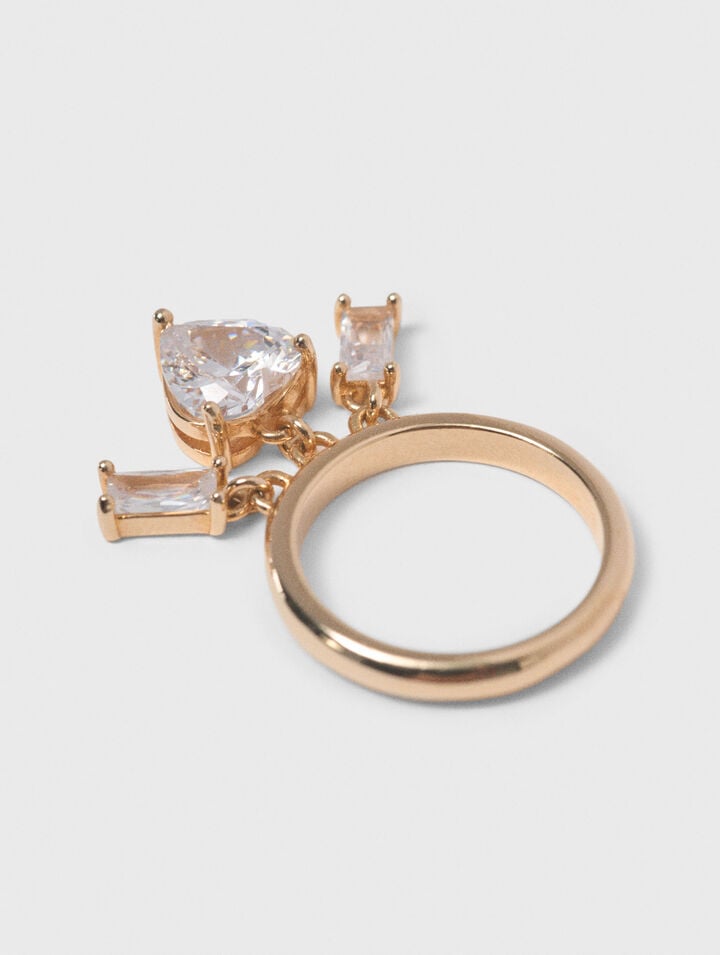 Anillo dorado con joyas de strass