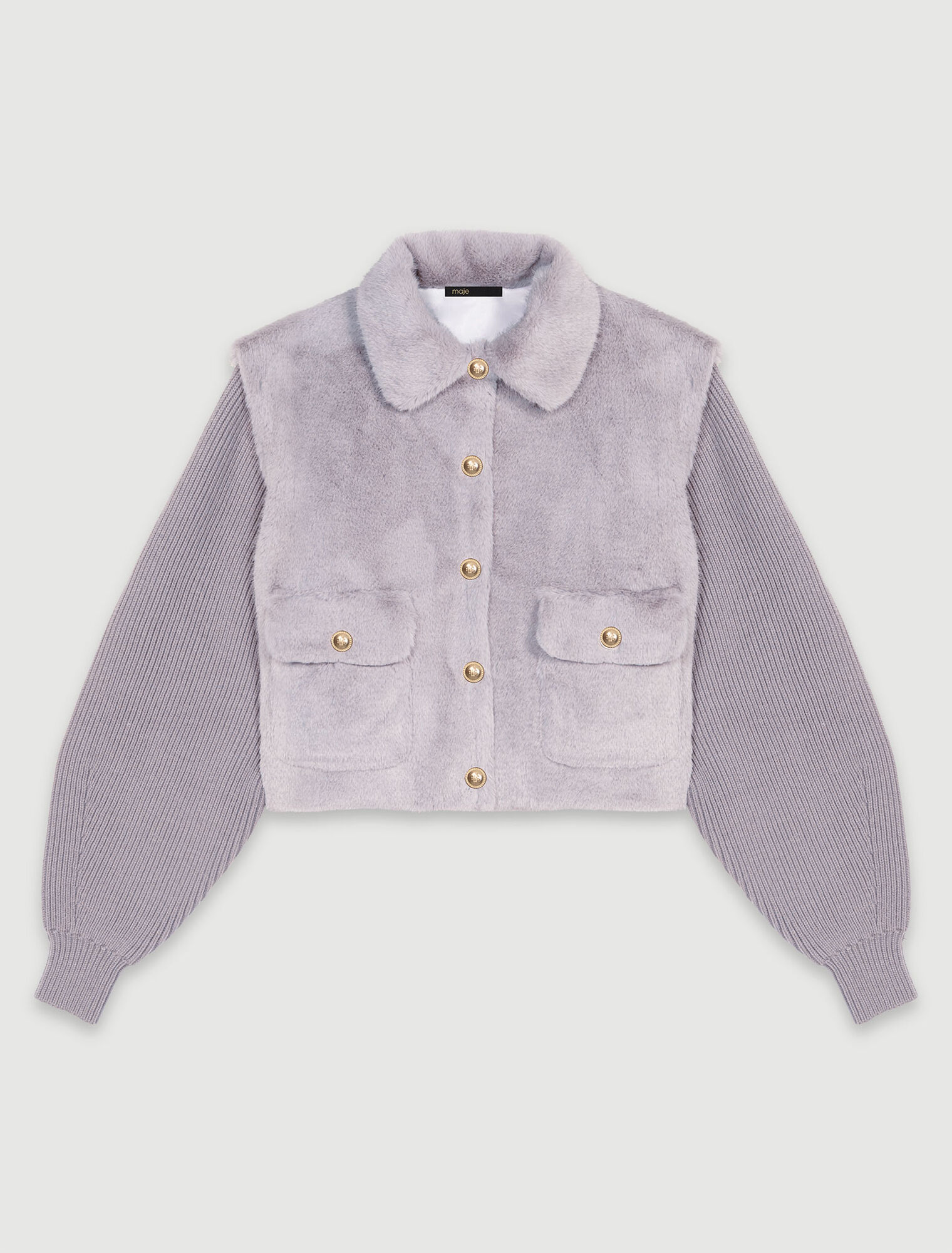 Chaqueta pelo sint&eacute;tico bimaterial