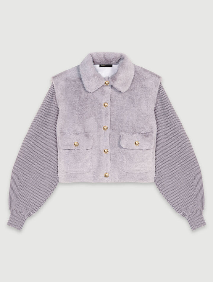 Chaqueta pelo sintético bimaterial