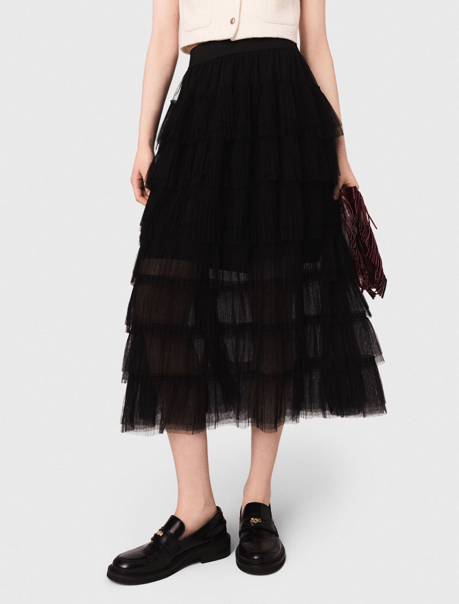 Falda midi en tul
