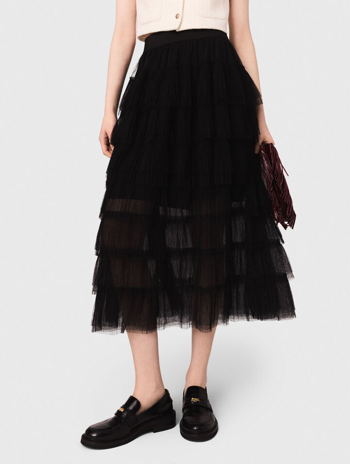 Falda midi en tul