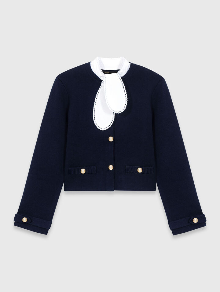 C&aacute;rdigan con cuello bordado suelto