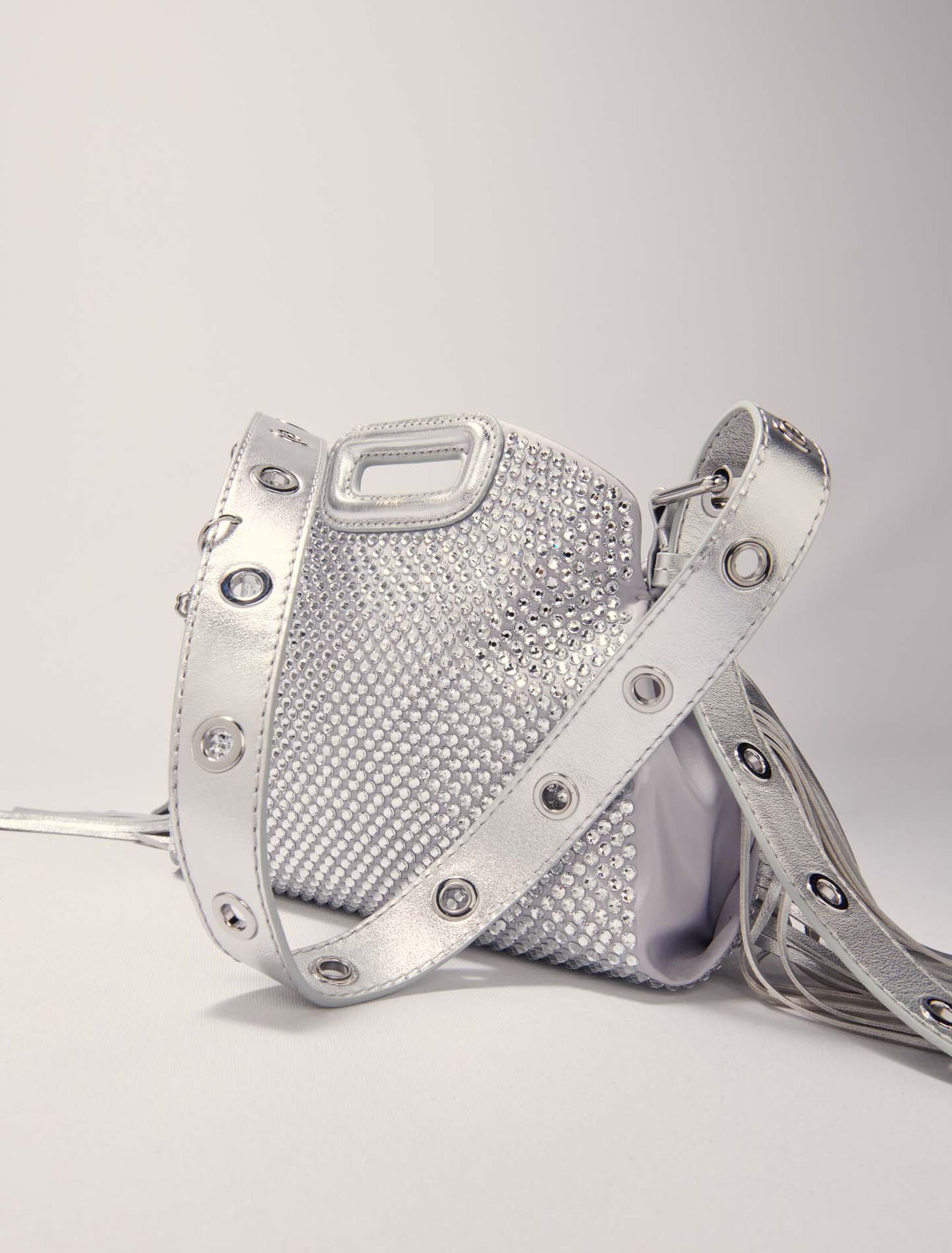 Bolso Miss M Mini metalizado con estrás