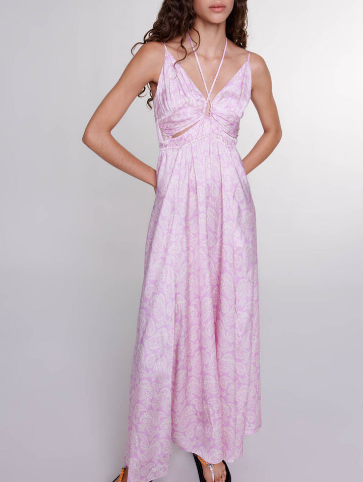 Vestido largo con estampado calado