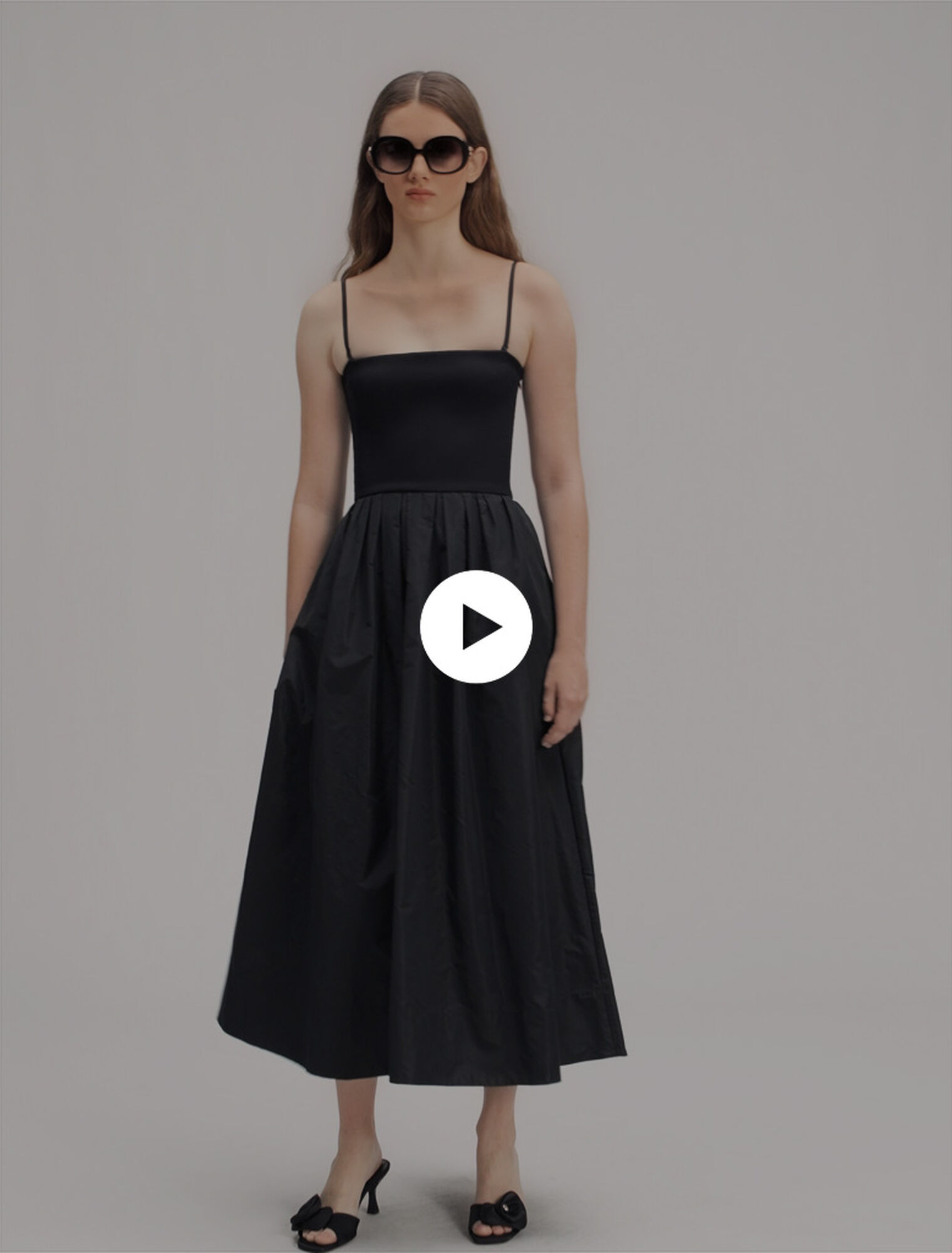 Vestido con corpiño de punto y tafetán
