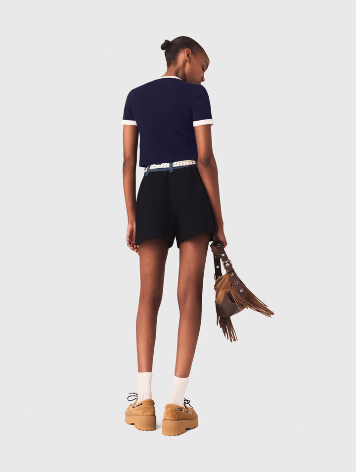 C&aacute;rdigan corto con detalles contrastados