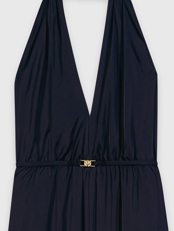 Vestido largo plisado sin espalda
