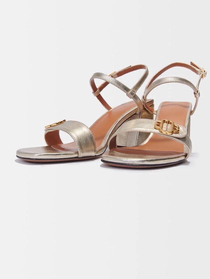 Sandalias de cuero metalizado