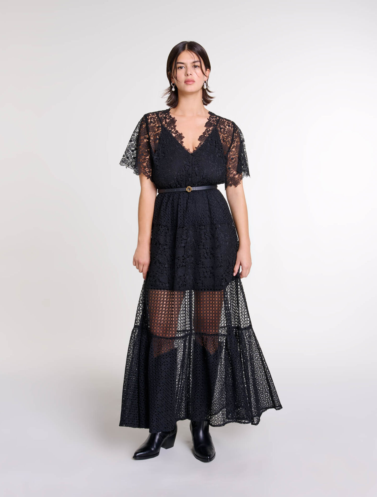 Vestido largo de encaje