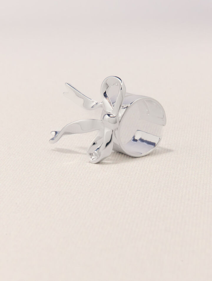 Anillo abierto nudo plateado