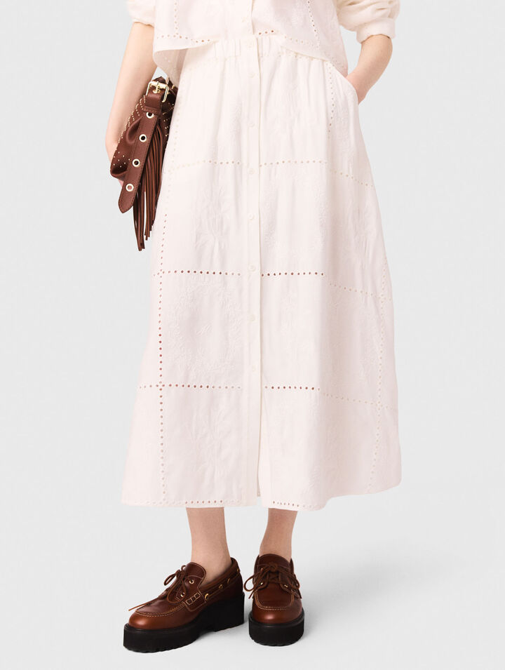 Falda midi bordada