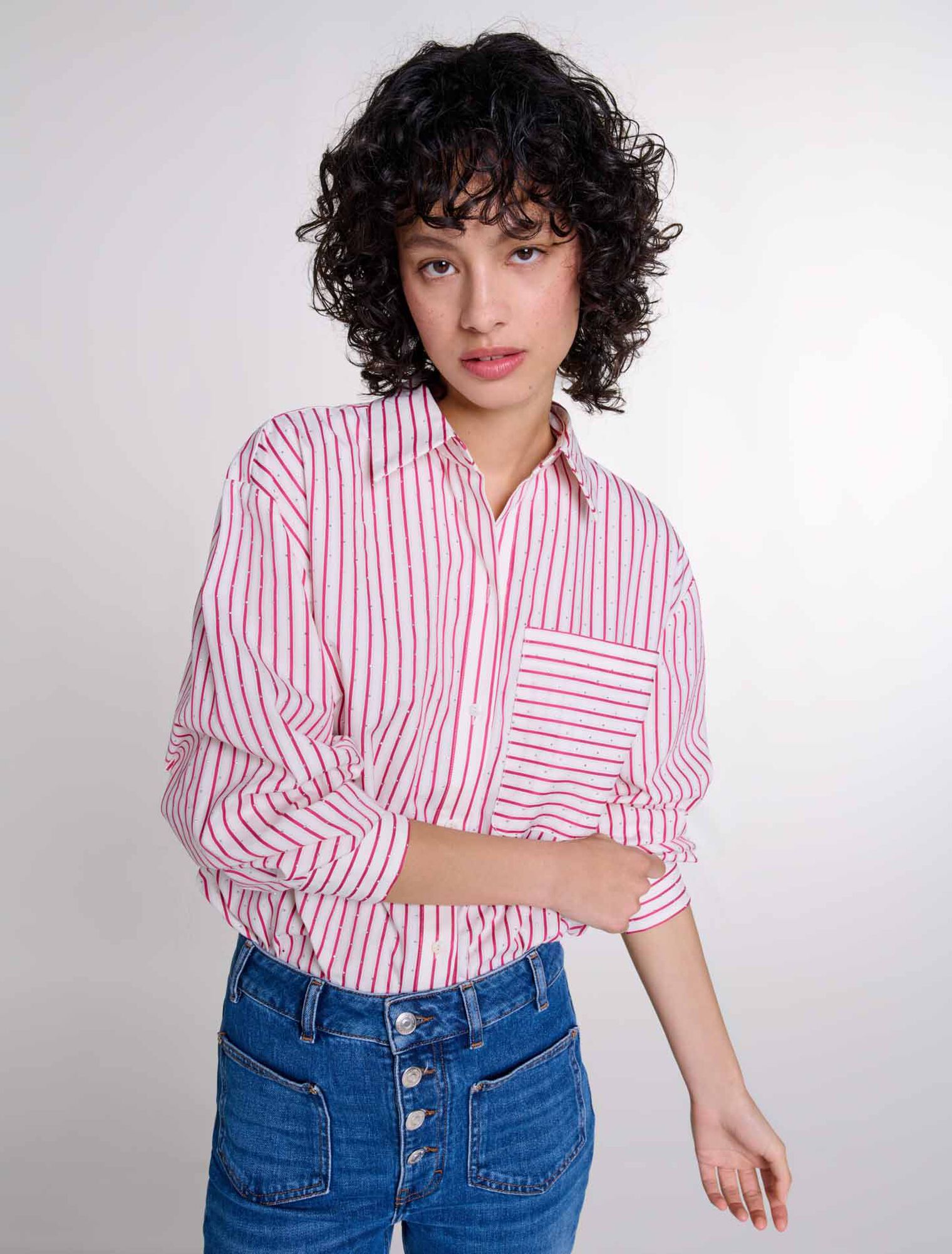 Camisa a rayas con pedrería