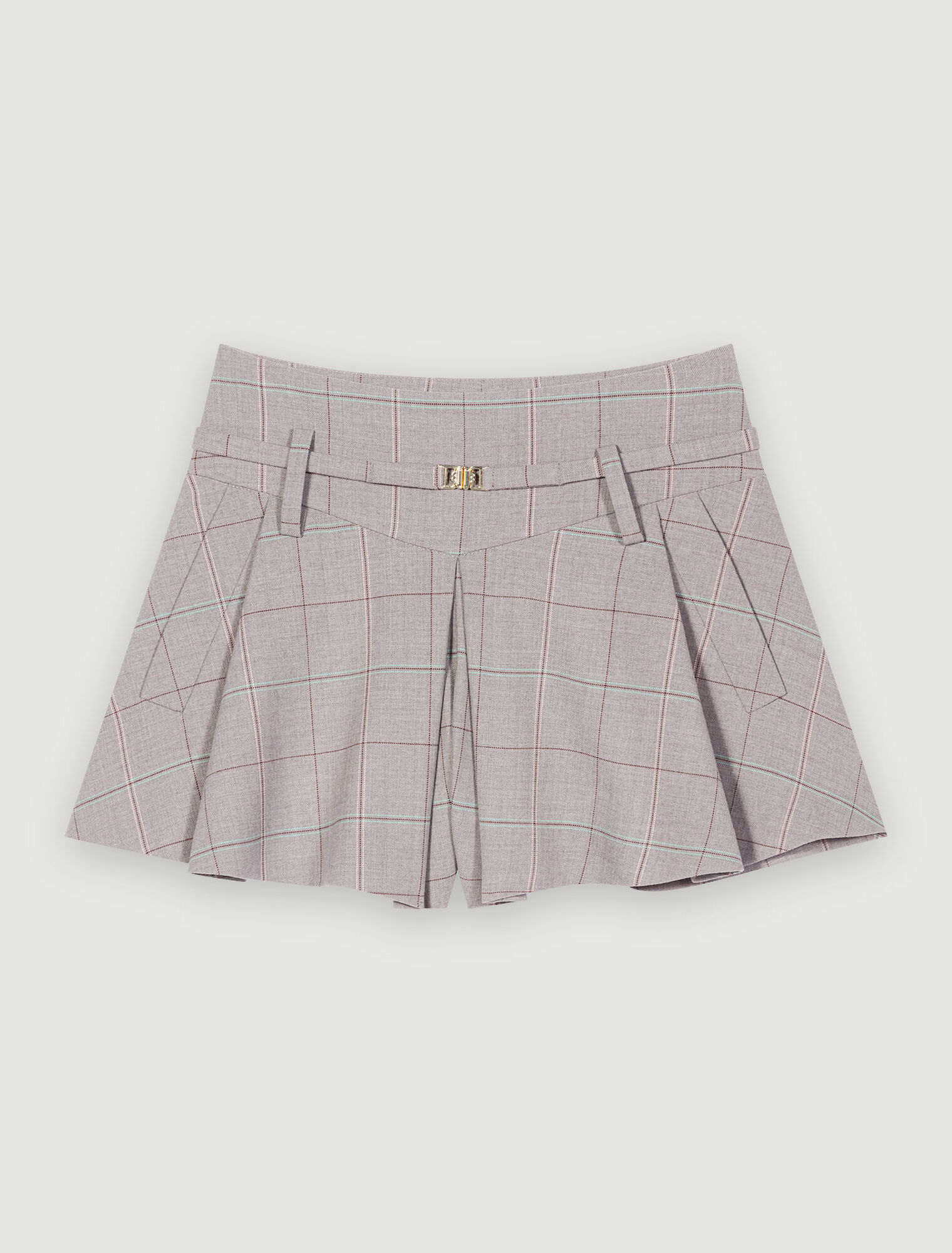 Minishort de cuadros grises