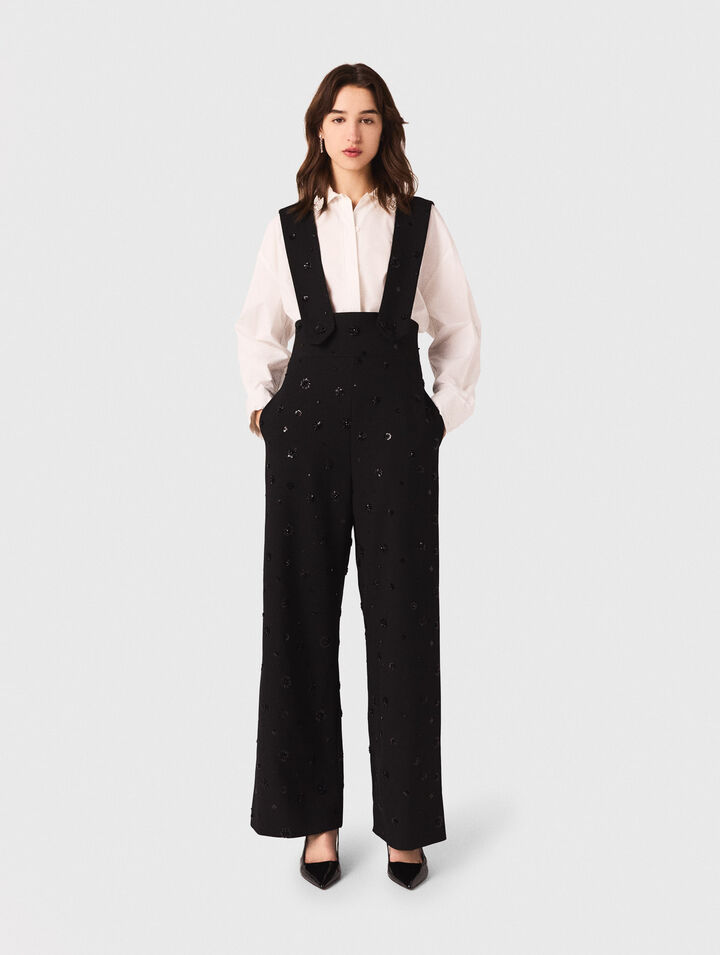 Pantalón con tirantes bordado