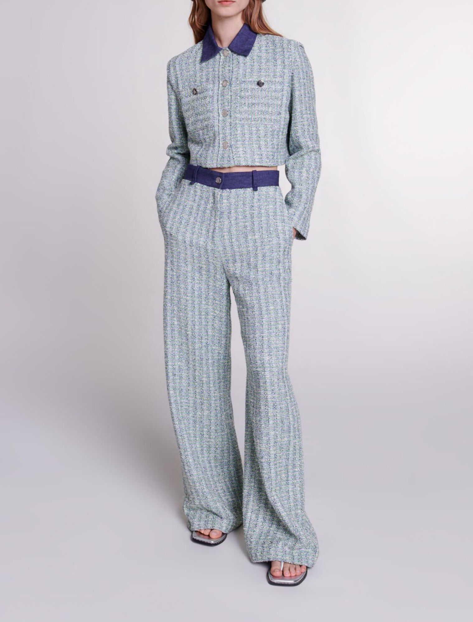 Pantalón ancho de tweed