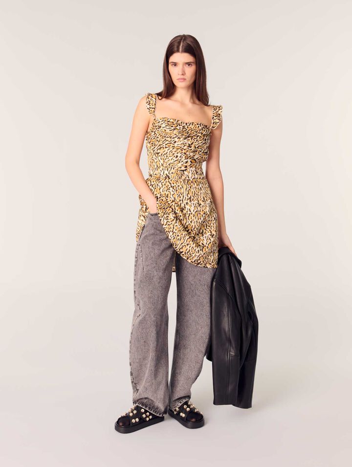 Vestido corto estampado de leopardo