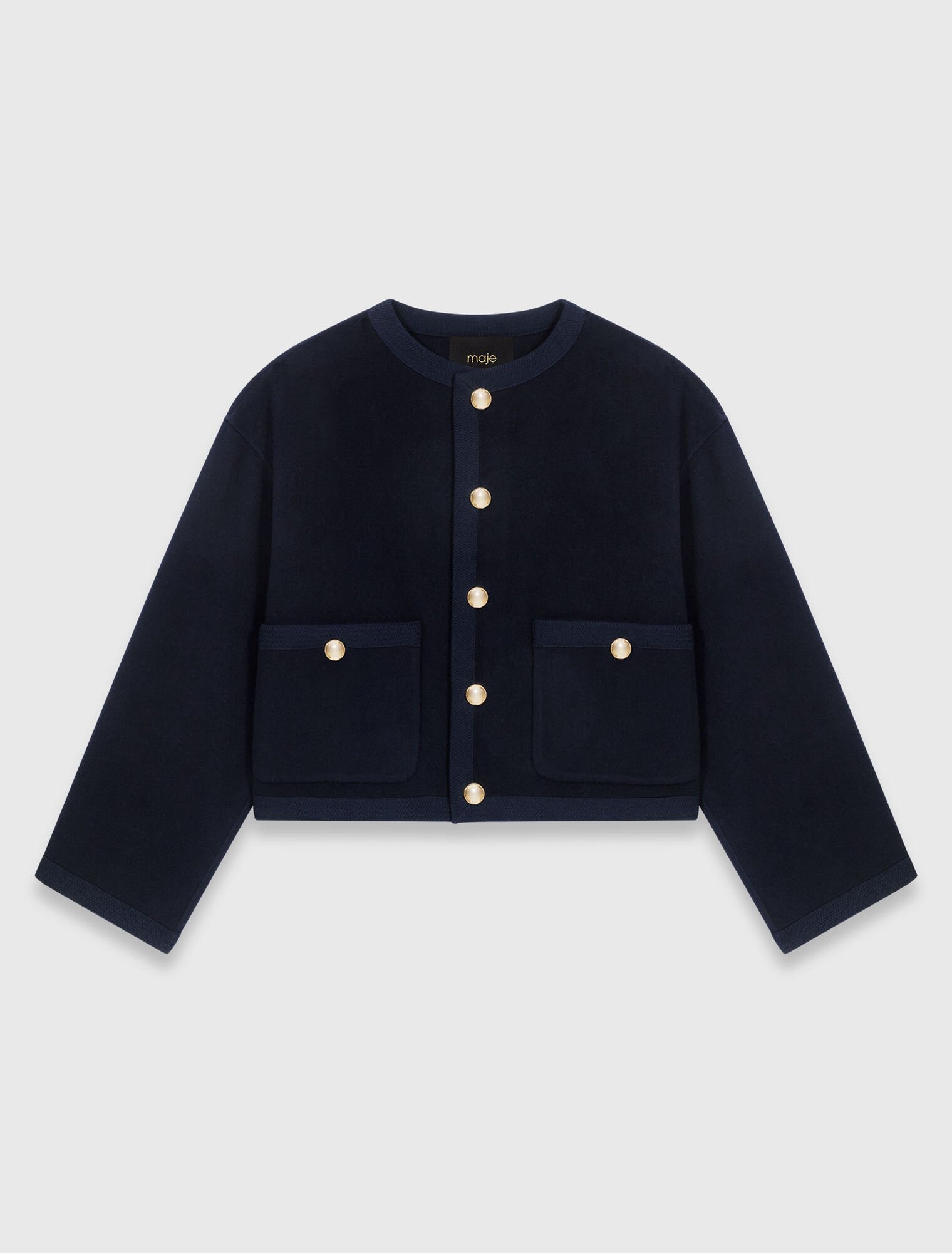 Chaqueta doble cara, gal&oacute;n trenzado