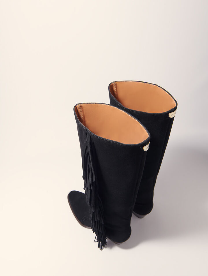 Botas de vaquero de ante con flecos