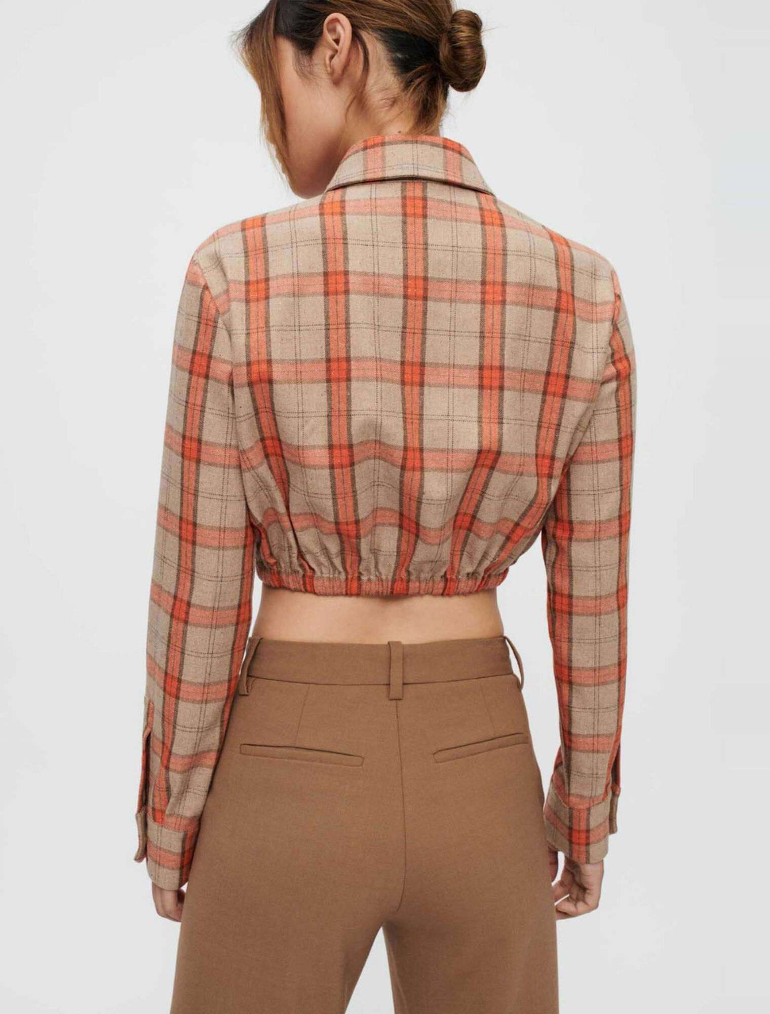 Camisa de cuadros camel y naranja