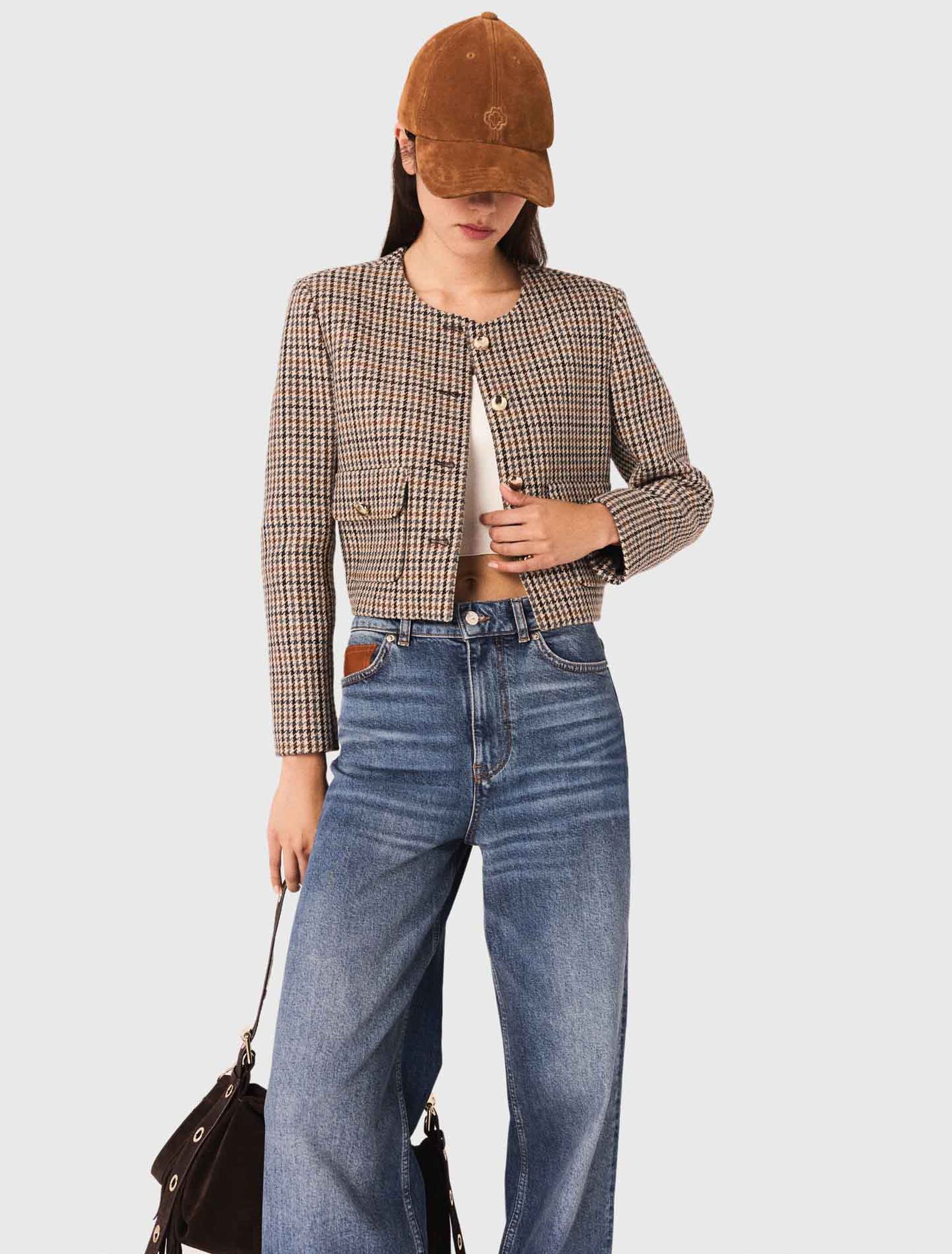 Chaqueta corta a cuadros