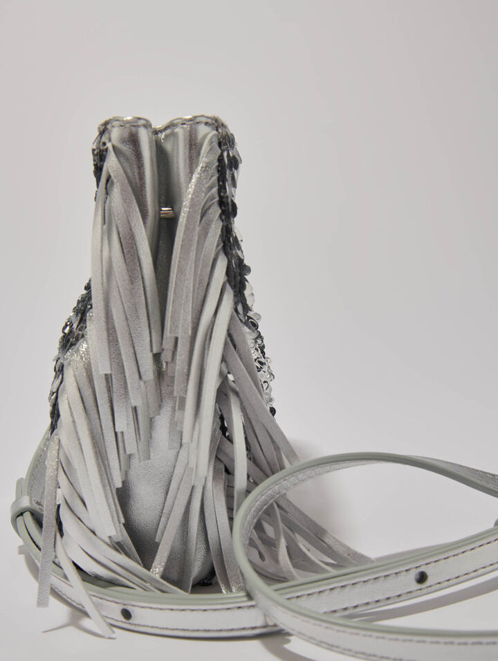 Bolso M mini de lentejuelas plateadas