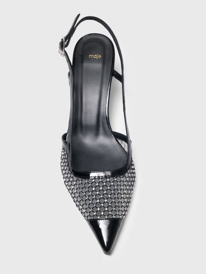 Zapatos de tacón de mesh con strass